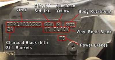 1967 - 1973 Mercury Cougar Buck Tags Decoder